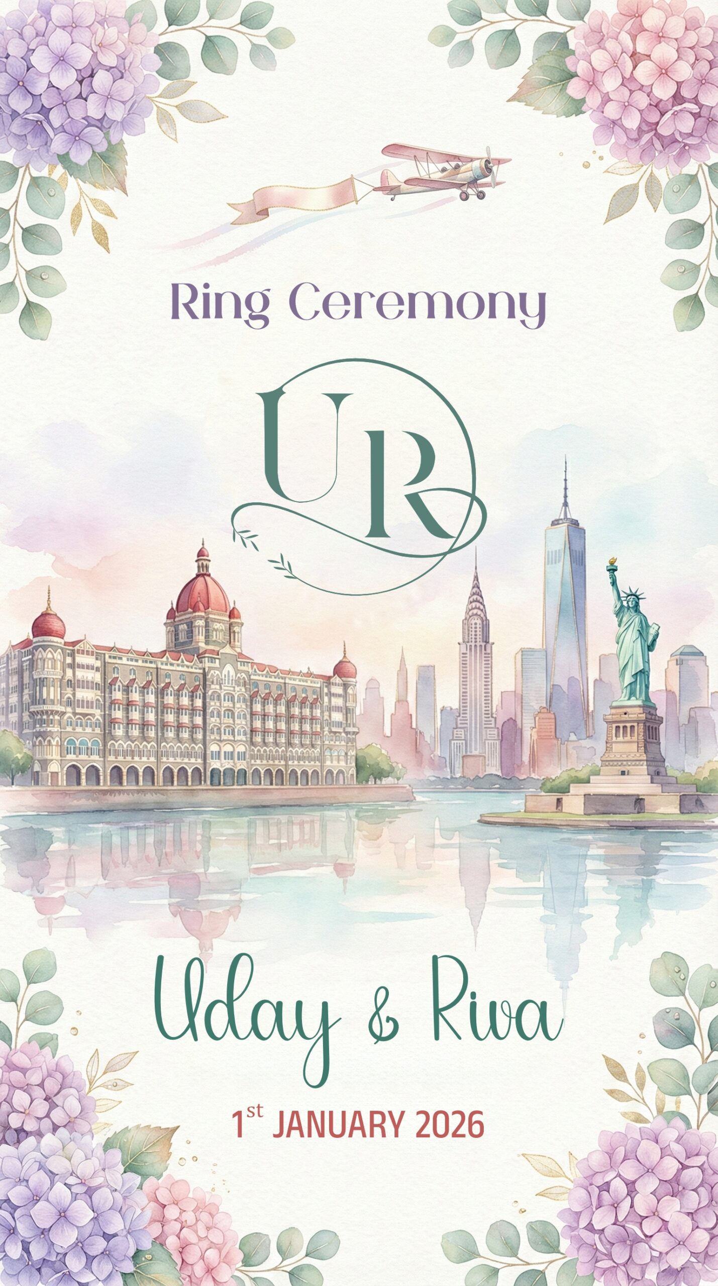 Elegant Ring Ceremony Invitation Card 1