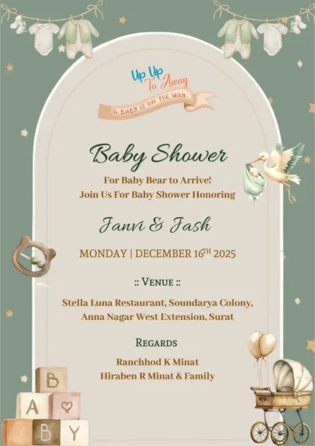 baby shower invitation card with cute baby bear theme