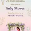 baby shower invitation card with floral garden theme and parents to be illustration