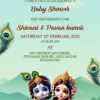krishna theme baby shower invitation card with traditional indian design