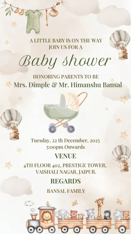 baby shower invitation card design with elegant pastel theme for parents to be