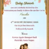 traditional indian baby shower invitation card with floral design