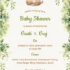 greenery baby shower invitation teddy bear swing watercolor leaves card