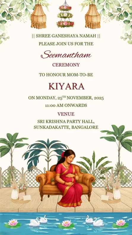 cream seemantham invitation traditional baby shower ceremony card