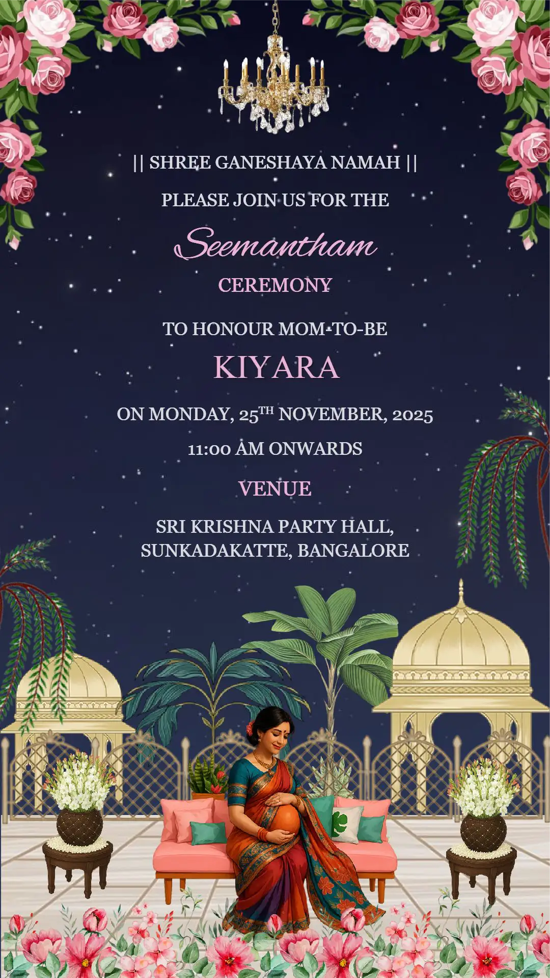 seemantham-ceremony-invitation-card-night-theme-elegant-design night seemantham ceremony invitation card elegant baby shower design
