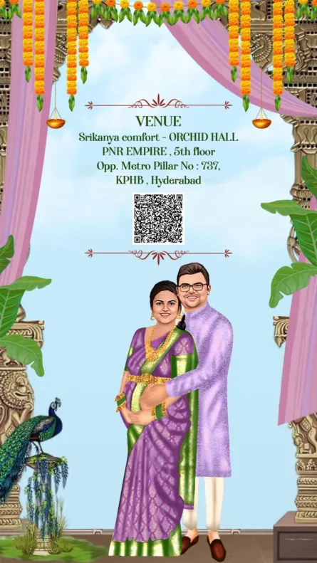 traditional seemantham invitation temple theme south indian baby shower card