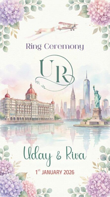 Elegant Ring Ceremony Invitation Card – Pastel Floral Theme