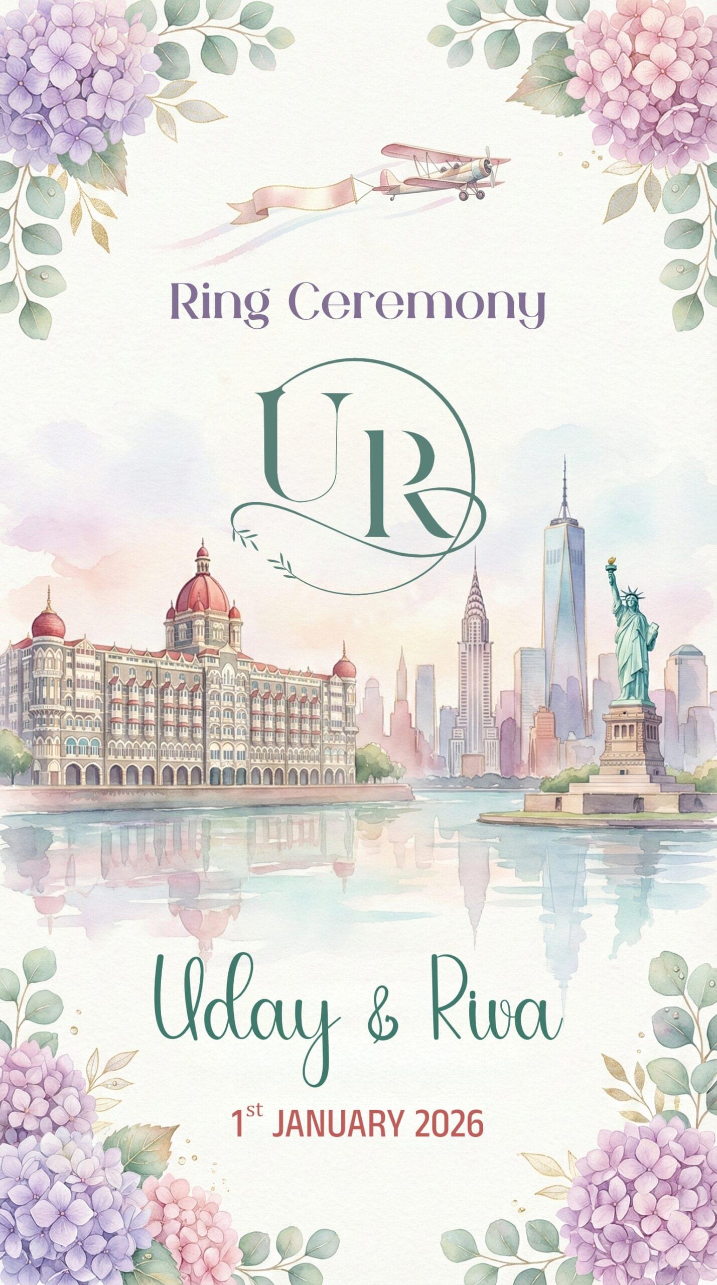 Elegant Ring Ceremony Invitation Card 1