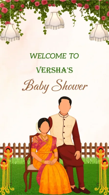 baby shower invitation card with elegant Indian theme design