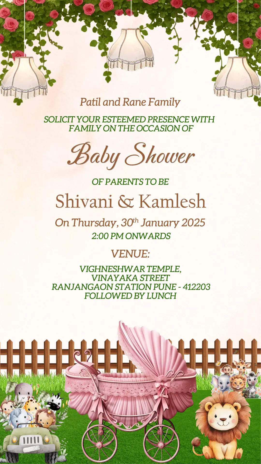 digital baby shower invitation card for parents to be
