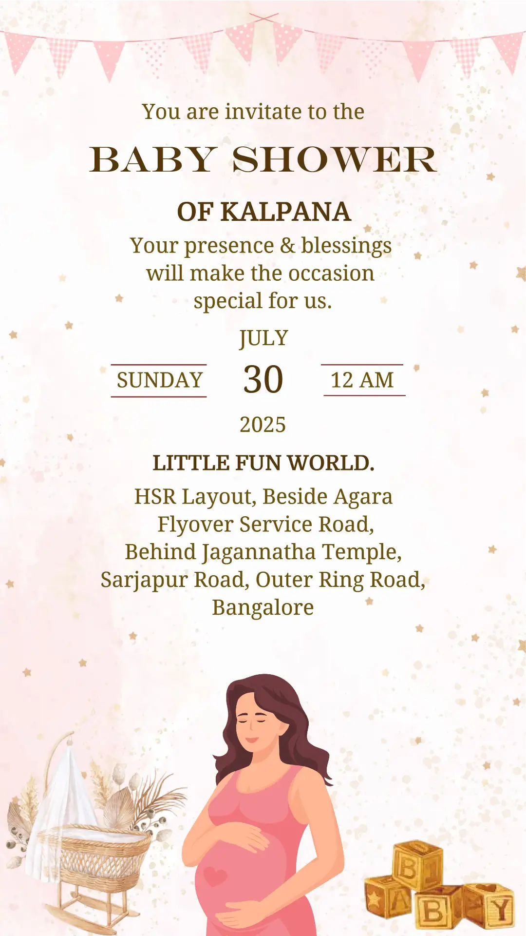 Godh bharai baby shower invitation card design