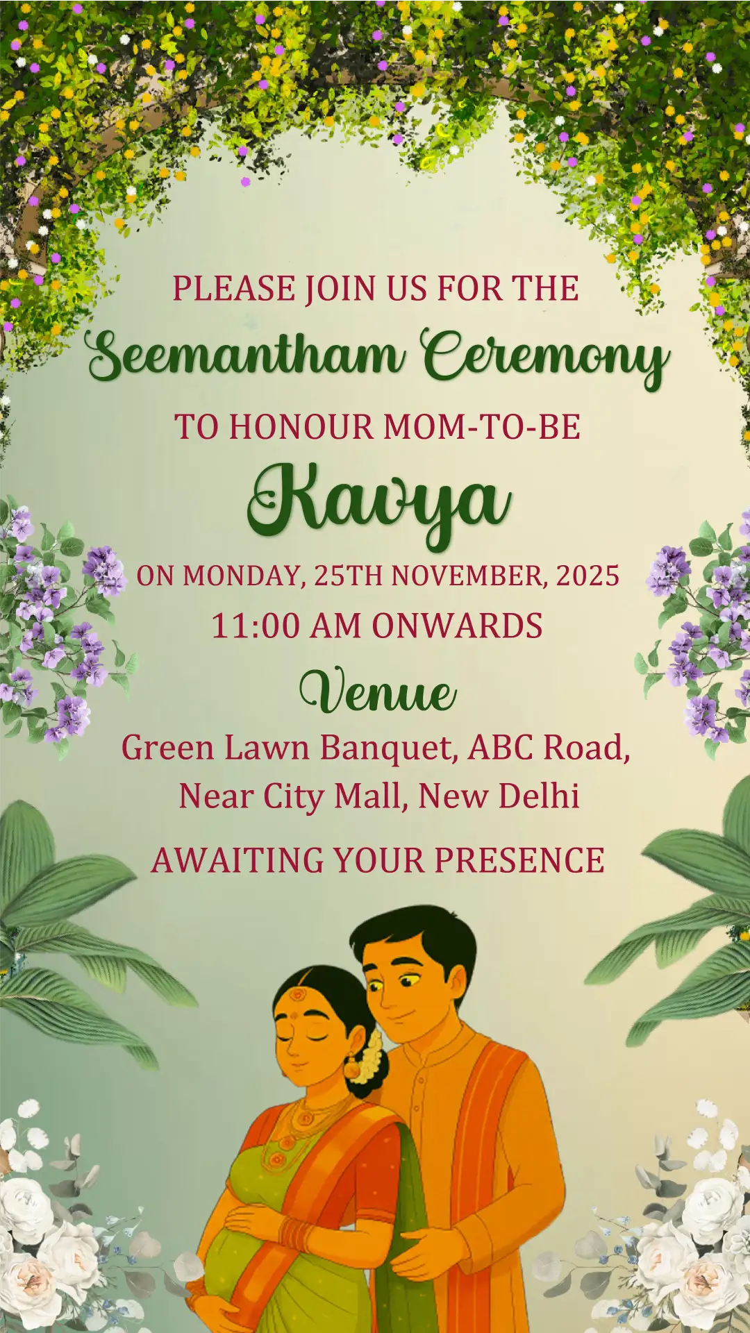 baby shower invitation card for seemantham