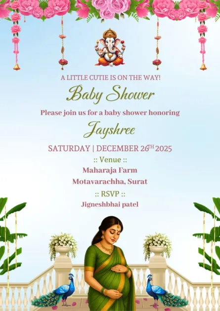 baby shower invitation card with traditional Indian design