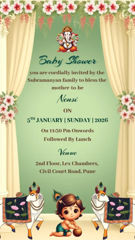 baby shower invitation card ganesha theme
