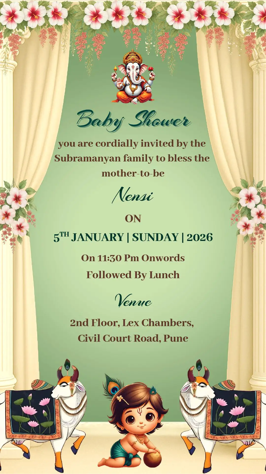 traditional-baby-shower-invitation-card-ganesha-theme-indian-design baby shower invitation card ganesha theme