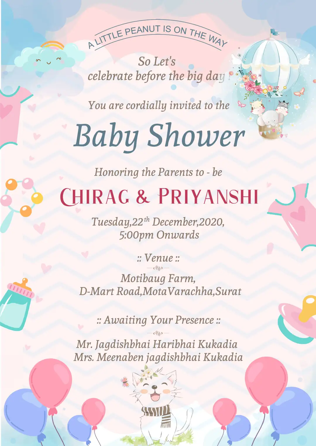 cute pastel baby shower invitation card design